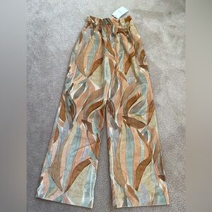 Sezane LouLou Pleated Trousers in Leaves